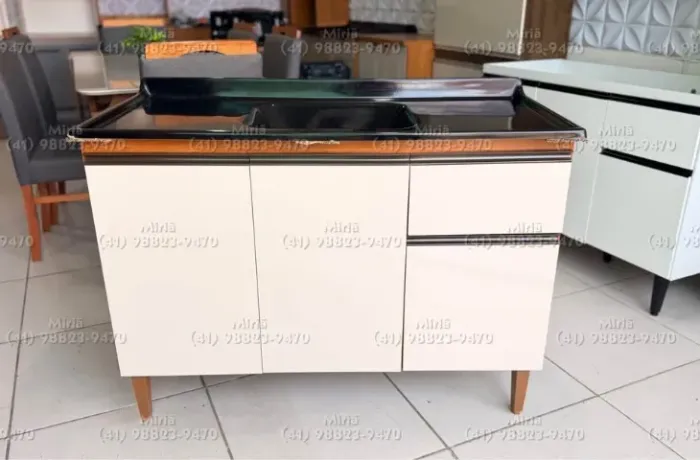 Balcão + Cuba em Marmorite Preto +  - JÁ ENTREGAMOS MONTADO
