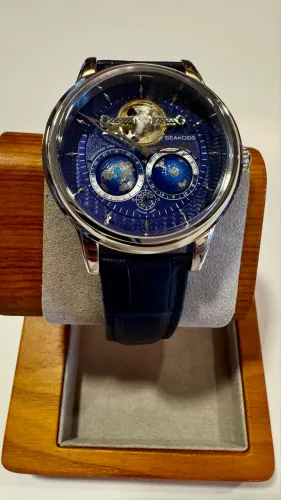 NUNCA USADO!! Relógio Automático Seakoss Rotação da Terra Turbilhão 46mm