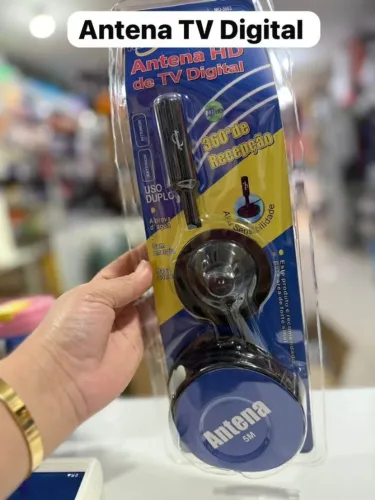 Antena Digital HDTV Interna e Externa 360° | Sinal Forte | Base Magnética | Canais Abertos