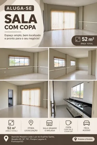 Sala comercial com copa privativa