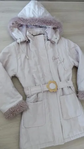 Casaco Parka infantil Grind Girls - Rosa Claro com Capuz