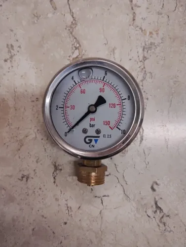 manômetro 63mm-glicerina 0-10 bar/ 0-150 psi com caixa aço 1/4" bsp