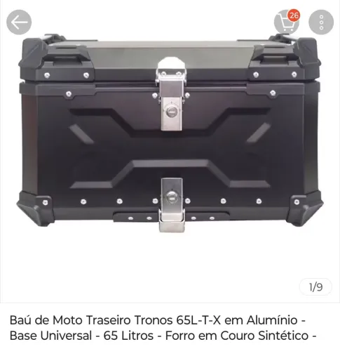 Bau para moto, traseiro