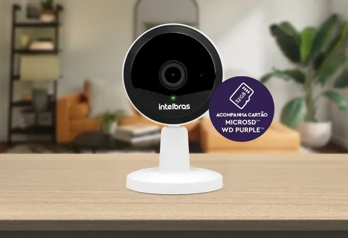 Câmera Intelbras + Cartão 32Gb - Para área Interna Wi-Fi HD Segurança Novo Loja Coimbra Co