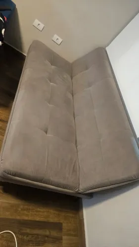 Sofá-Cama Casal 3 Lugares Anitta Suede Cinza