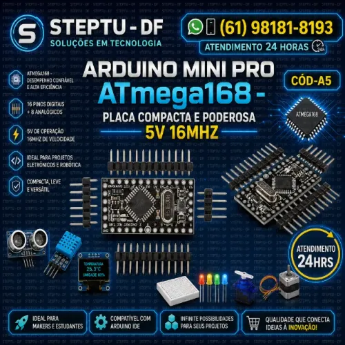 COD-A5     Arduino Mini Pro Atmega 168 Board 5V 16Mhz Arduino Automação Robotica