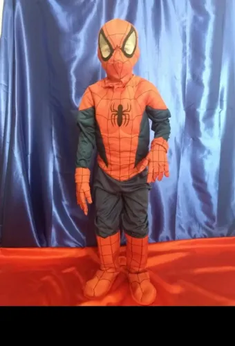 Fantasia Infantil Homem-Aranha Luxo Premium Com Máscara E Luvas