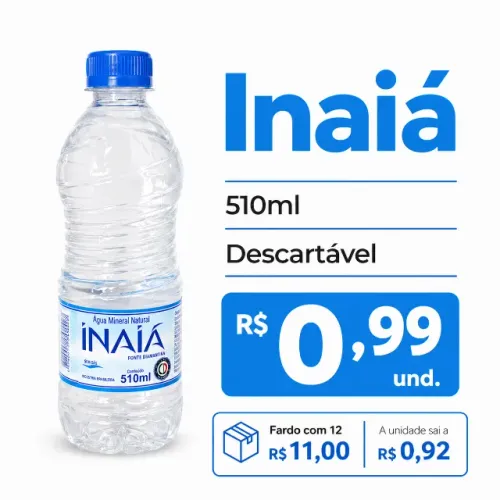 Água Mineral 510ml sem gás Inaiá