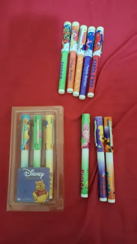 Kit Canetas Antigas Ursinho Pooh