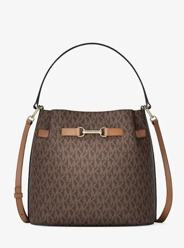 Bolsa Michael Kors Modelo Carson Original Nova Monograma Marrom