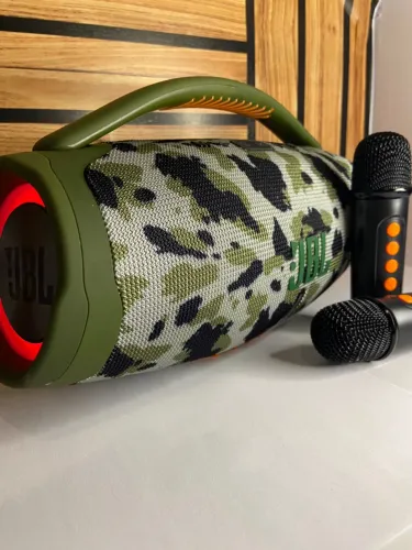 Caixa de som booms box 3 jbl verde camuflado com microfone 05 an dg
