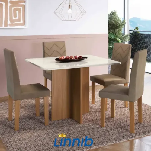 CONJUNTO MESA MÔNACO C/04 CADEIRAS ÁGATA PAGA SOMENTE NA ENTREGA ATE 12x SEM JUROS