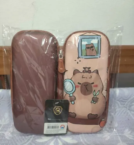 Estojo escolar de capivara novo box em 3d com divisórias