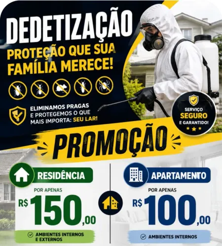 Detetização promoção residencial e apartamento preço especialCep 650521161111