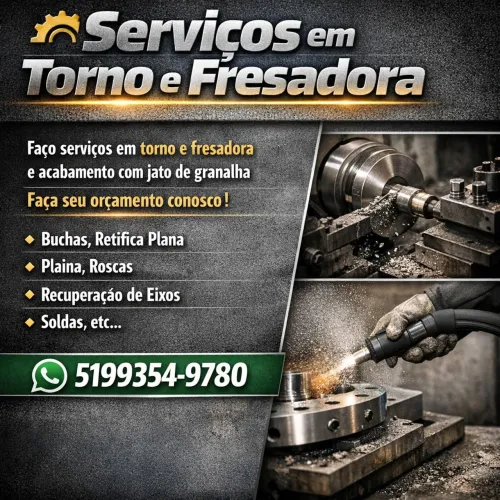 Serviço de torno e fresadora e jato de granalha