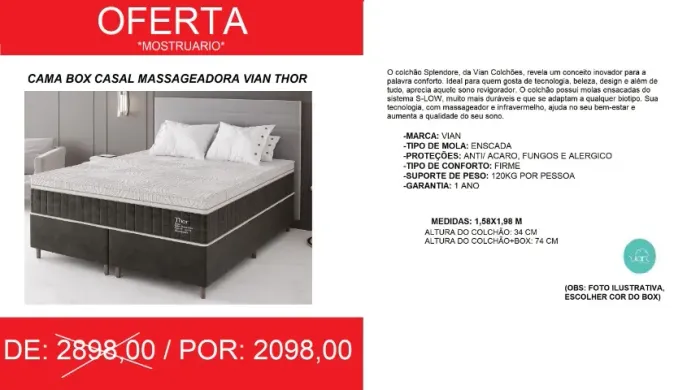 Colchão + box molas ensacadas  massageador - a pronta entrega 