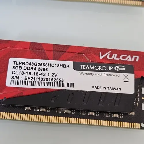 Faço envio - Memória RAM 8GB DDR4 2666MHz Team Vulcan