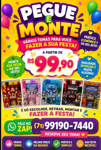 Pegue e monte para festa a partir de R$100,00 reais