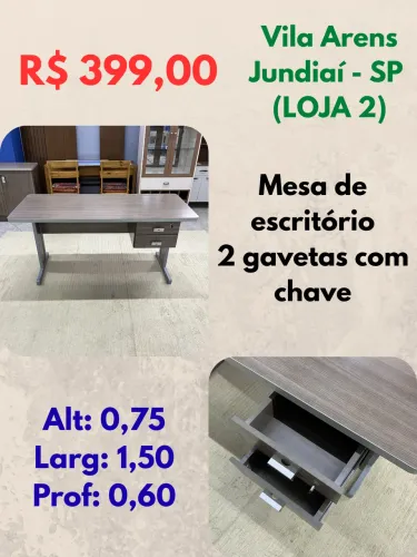 Mesa para escritório com 2 gavetas