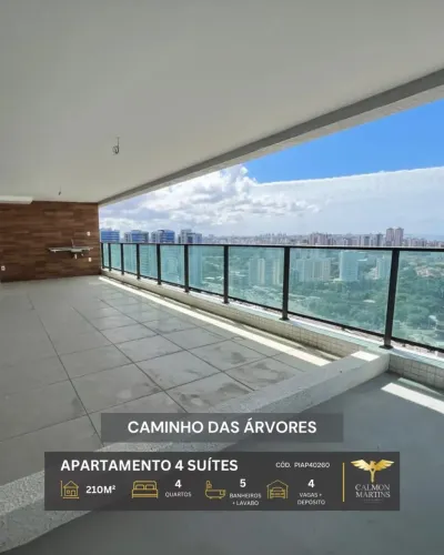 APARTAMENTO ALTO PADRÃO NASCENTE 210m² 4 SUÍTES VARANDA GOURMET INFRA VENDE CAMINHO DAS ÁR