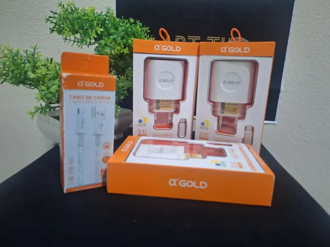 3 kits marca a gold carregador de celular type-c