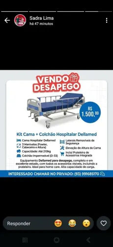 Kit Cama e colchão hospitalar.