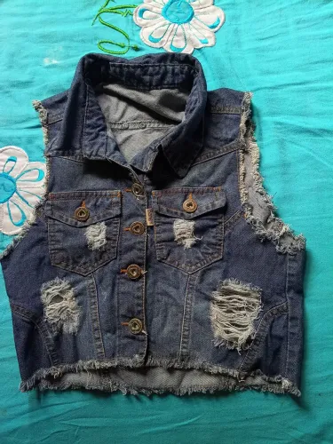 Colete jeans feminino