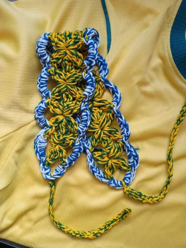 Tiara de Crochê/ Tiara nas cores do Brasil 