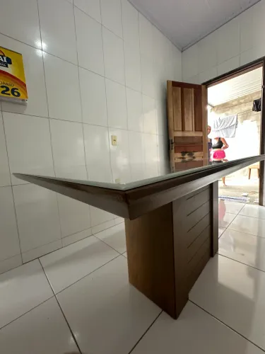 Mesa de Jantar Moderna 6 Lugares - Tampo Branco Alto Brilho | Excelente Estado