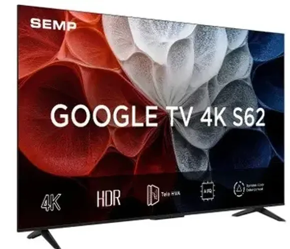 Smart TV 55" SEMP 4K LED Google TV AiPQ Pro Google Assistente 3 HDMI e USB