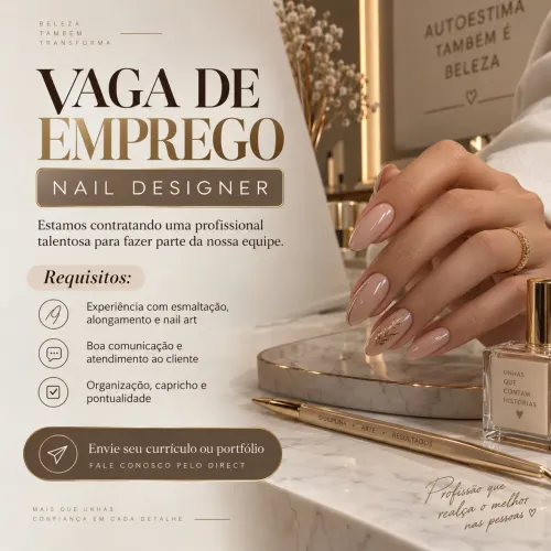 Estamos com vaga aberta para Nail Designer! ?