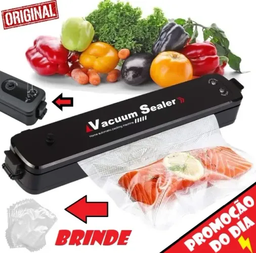 Máquina Para Selar Alimentos Frescos A Vácuo Elétrica Embalar Saco Comida Novo 220v