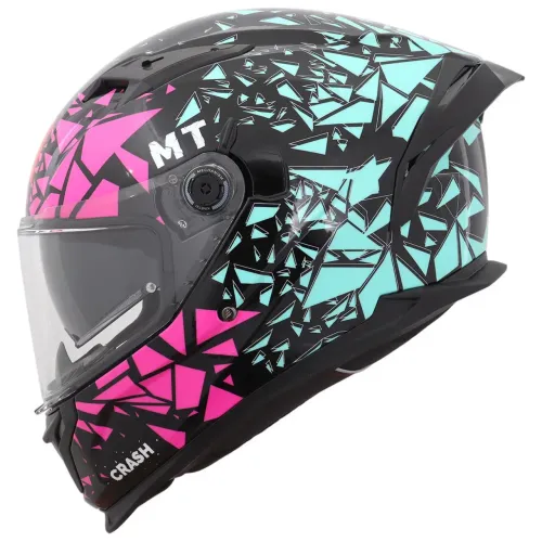 Capacete MT Helmets Braker SV Crash B8 c/ óculos Rosa Azul N:59-60