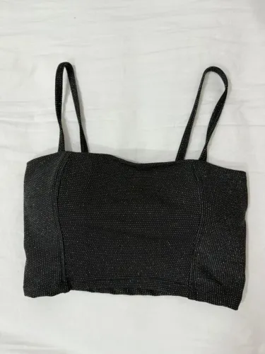 Blusa Cropped de Brilho Preta