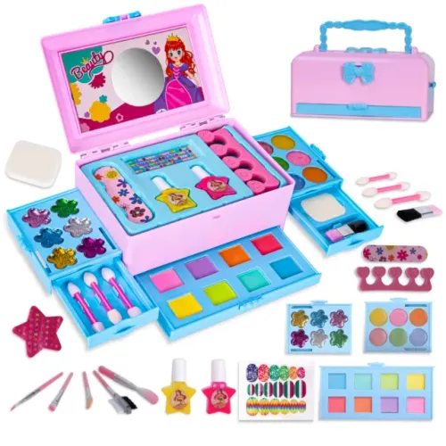 Maleta de Maquiagem Infantil e Manicure e pedicure Completa Não-Tóxica
