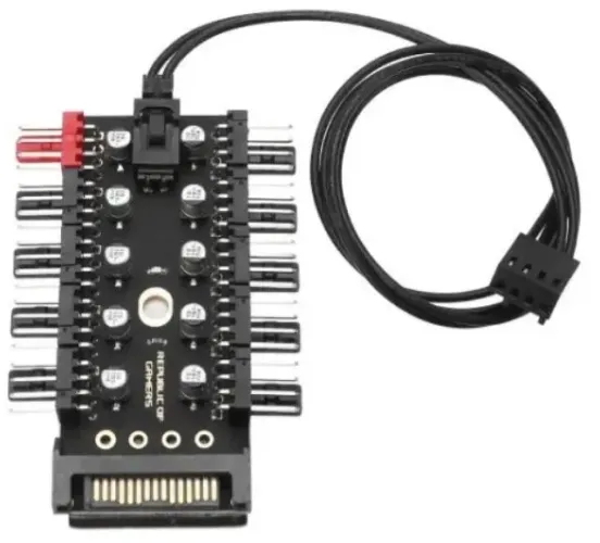 Hub Multi Fan Cooler 10x 4 Pinos Controle Pwm Cpu Sata Automação Robótica COD-AM666