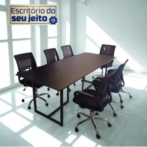 Mesa de Escritório para Reunião NOVA 2m x 80cm Industrial Multiuso para Janta Birô Gamer