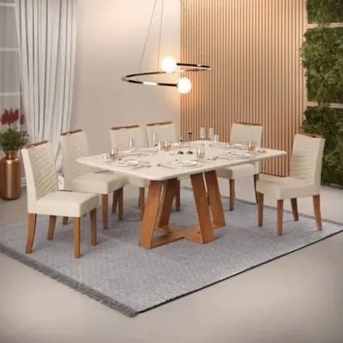 Mesa de Jantar com Tampo de Vidro - Entrega Grátis-