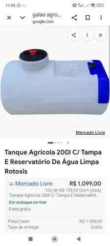 Tanque agrícola novo água limpa
