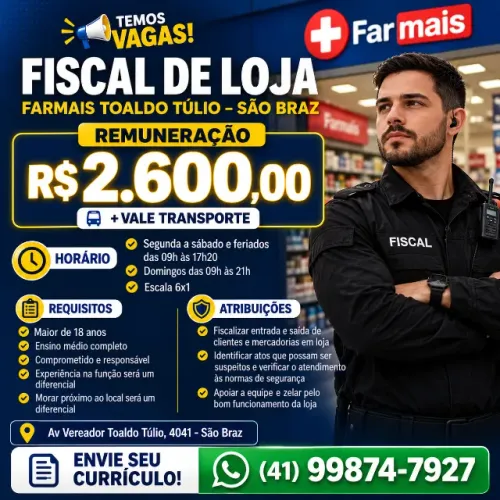 FISCAL DE LOJA - INICIO IMEDIATO
