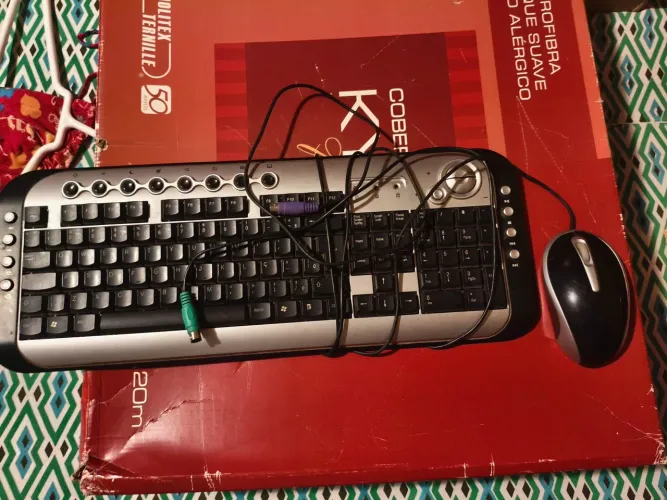 Teclado e mouse cinza