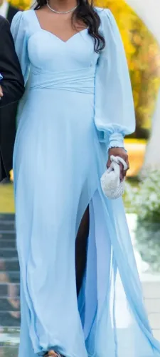 Vestido de festa azul serenity