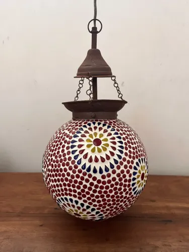 Lustre Pendente Turco/Oriental Mosaico Colorido