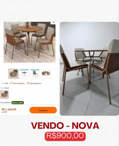 Vendo mesa com 4 cadeiras