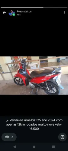 Vendo biz125 ano 2024 valor 16000
