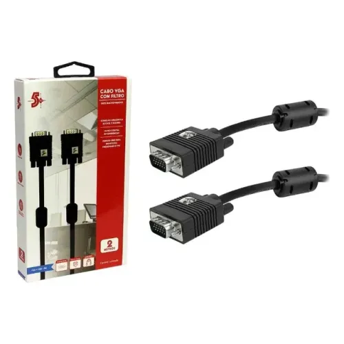 Cabo Vga Com Filtro Macho + Macho 2m e 5m - 5+ *ENTREGA GRÁTIS*