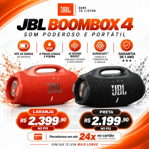 JBL Boombox Laranja ou Preta 