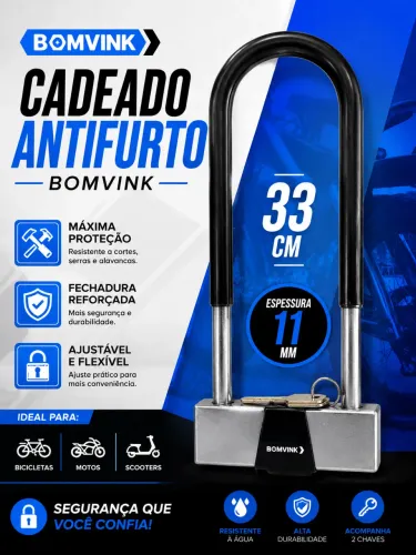 Cadeado em Aço Reforçado 33cm BomVink