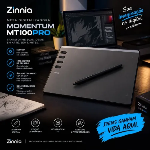 MESA DIGITALIZADORA ZINNIA MOMENTUM MT100PRO