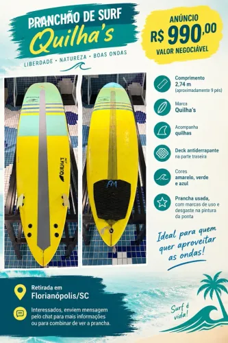 Pranchão de Surf Quilha?s 2,74m com Quilhas